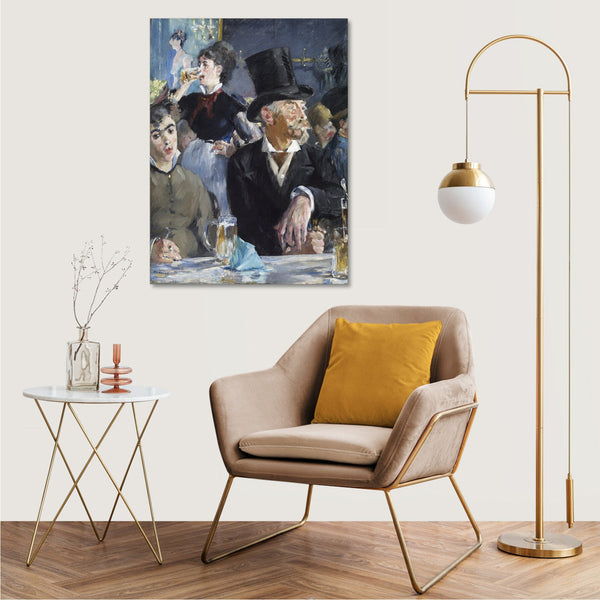 Quadro Stampa su Tela con Telaio in Legno Edouadr Manet - The Café Concert