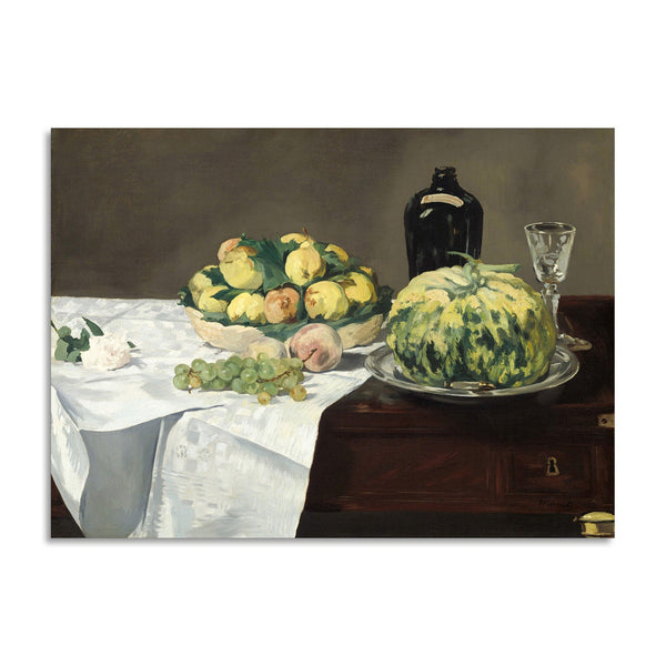 Quadro Stampa su Tela con Telaio in Legno Edouadr Manet - Still Life with Melon and Peaches