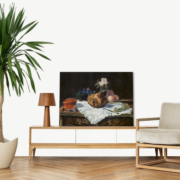 Quadro Stampa su Tela con Telaio in Legno Edouadr Manet - The Brioche