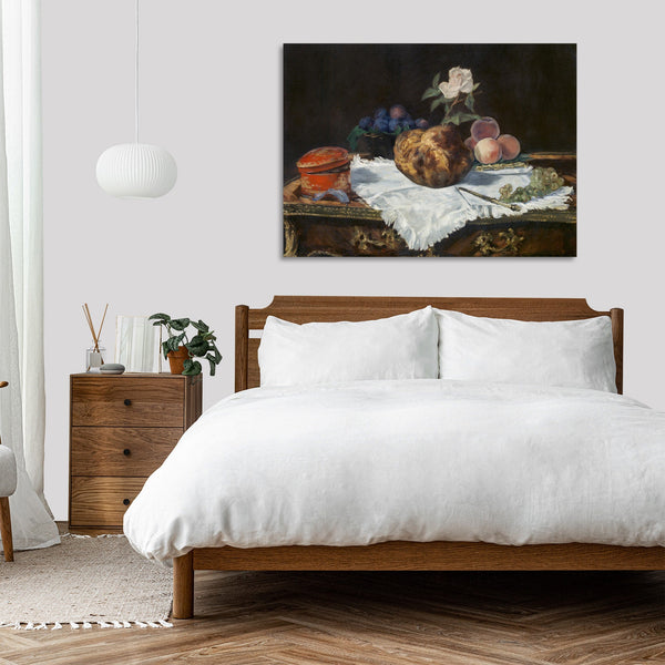 Quadro Stampa su Tela con Telaio in Legno Edouadr Manet - The Brioche