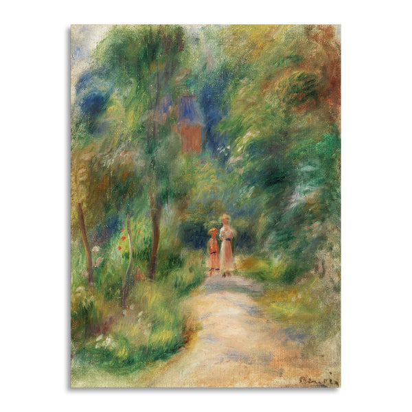 Quadro Stampa su Tela con Telaio in Legno Pierre-Auguste Renoir - Two Figures on a Path