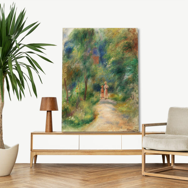 Quadro Stampa su Tela con Telaio in Legno Pierre-Auguste Renoir - Two Figures on a Path