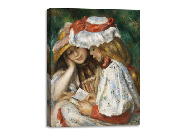Quadro Stampa su Tela con Telaio in Legno Pierre-Auguste Renoir - Two Girls Reading