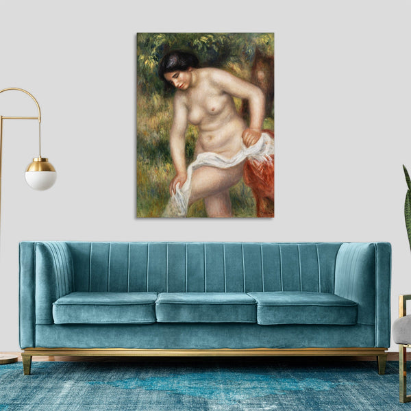 Quadro Stampa su Tela con Telaio in Legno Pierre-Auguste Renoir - Bather Drying Herself