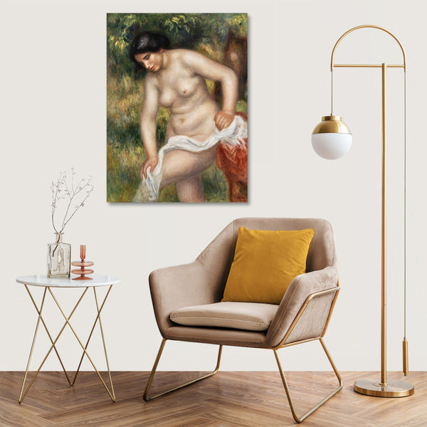 Quadro Stampa su Tela con Telaio in Legno Pierre-Auguste Renoir - Bather Drying Herself