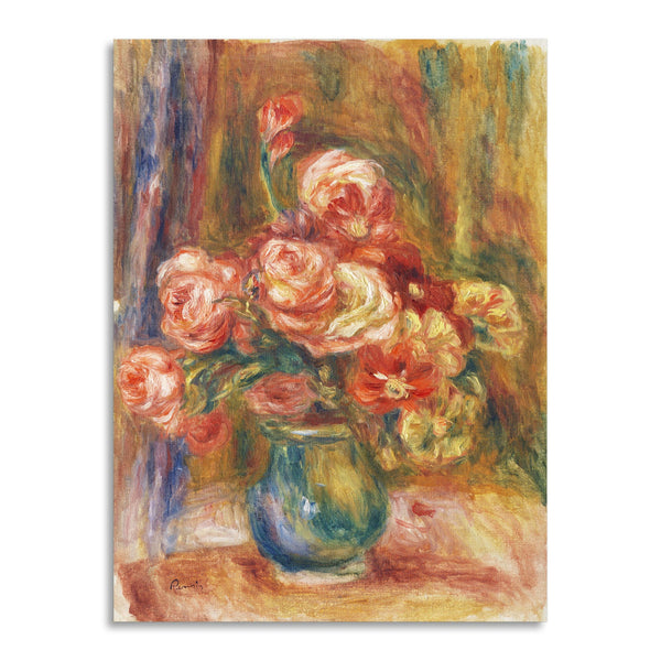Quadro Stampa su Tela con Telaio in Legno Pierre-Auguste Renoir - Vase of Roses
