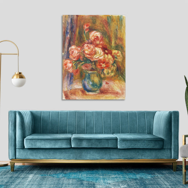 Quadro Stampa su Tela con Telaio in Legno Pierre-Auguste Renoir - Vase of Roses