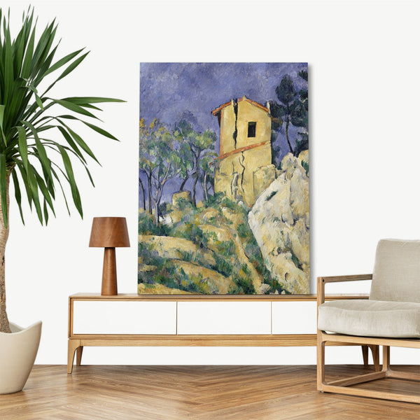 Quadro Stampa su Tela con Telaio in Legno Paul Cezanne - The House with the Cracked Walls