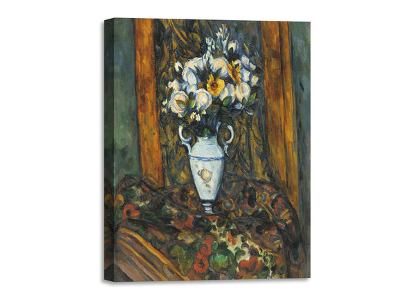 Quadro Stampa su Tela con Telaio in Legno Paul Cezanne - vase of flowers