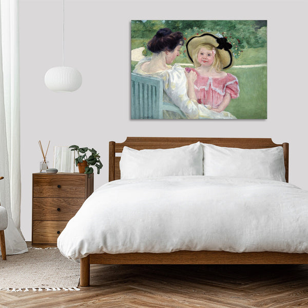 Quadro Stampa su Tela con Telaio in Legno Mary Cassatt - In the Garden