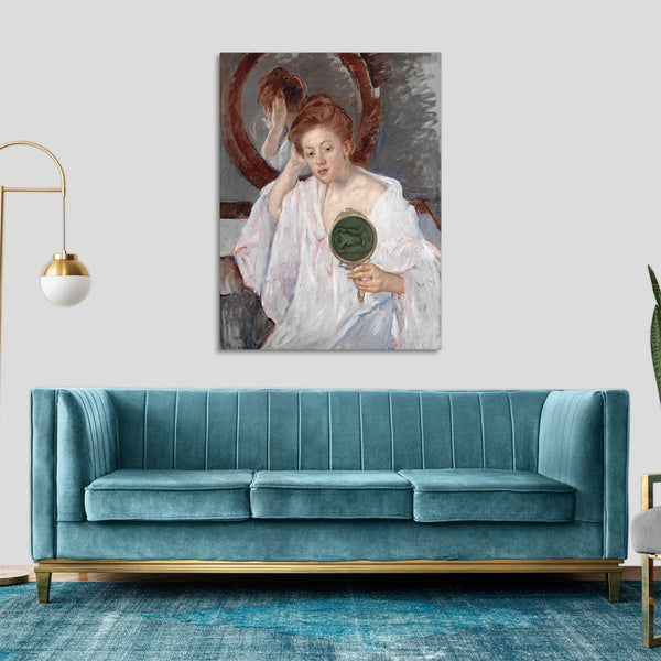 Quadro Stampa su Tela con Telaio in Legno Mary Cassatt - Denise at Her Dressing Table