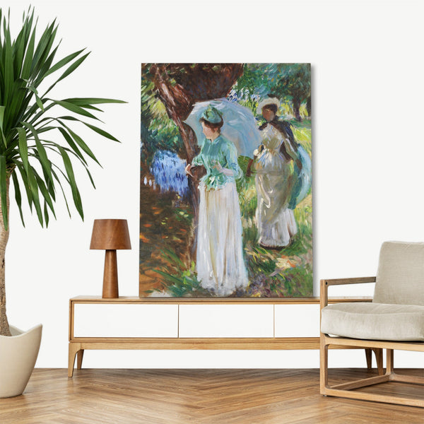Quadro Stampa su Tela con Telaio in Legno John Singer Sargent - Two Girls with Parasols