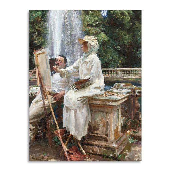 Quadro Stampa su Tela con Telaio in Legno John Singer Sargent - The Fountain, Villa Torlonia, Frascati, Italy