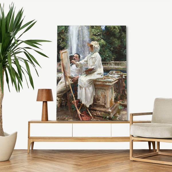 Quadro Stampa su Tela con Telaio in Legno John Singer Sargent - The Fountain, Villa Torlonia, Frascati, Italy