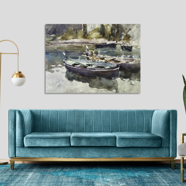 Quadro Stampa su Tela con Telaio in Legno John Singer Sargent - Small Boats