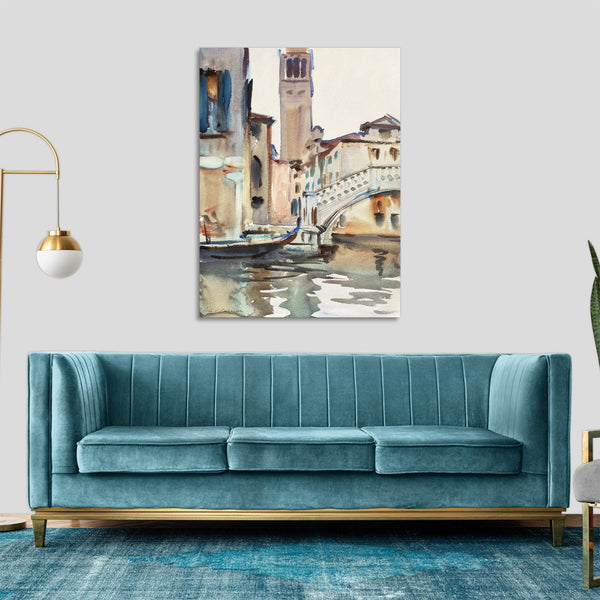 Quadro Stampa su Tela con Telaio in Legno John Singer Sargent - A Bridge and Campanile, Venice