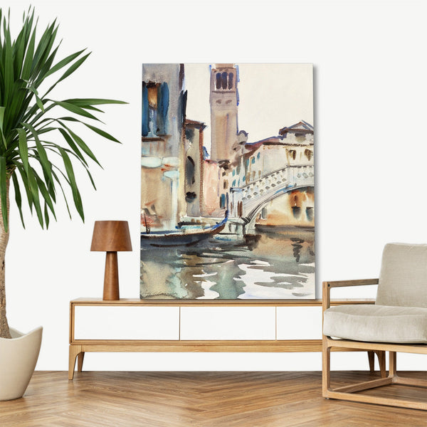 Quadro Stampa su Tela con Telaio in Legno John Singer Sargent - A Bridge and Campanile, Venice