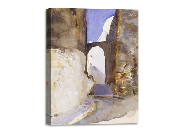 Quadro Stampa su Tela con Telaio in Legno John Singer Sargent - Street, Tangier