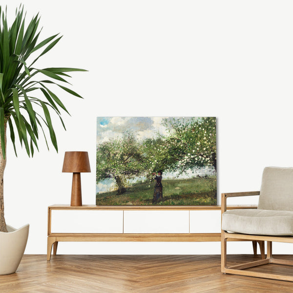 Quadro Stampa su Tela con Telaio in Legno Winslow Homer - Girl Picking Apple Blossoms