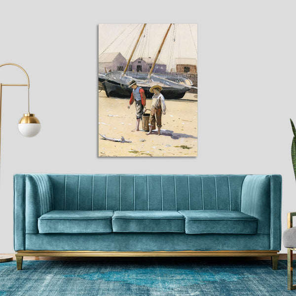 Quadro Stampa su Tela con Telaio in Legno Winslow Homer - A Basket of Clams