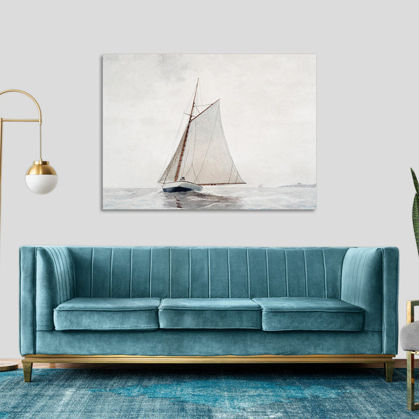 Quadro Stampa su Tela con Telaio in Legno Winslow Homer - Sailing off Gloucester