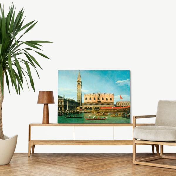 Quadro Stampa su Tela con Telaio in Legno Canaletto - The Bucintoro at the Molo on Ascension Day