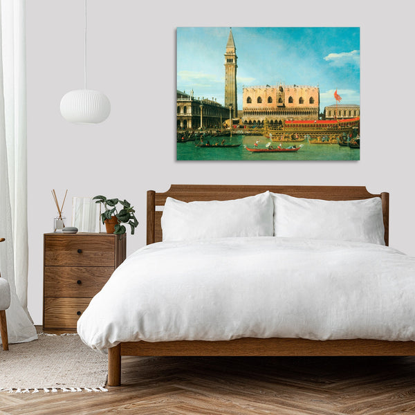 Quadro Stampa su Tela con Telaio in Legno Canaletto - The Bucintoro at the Molo on Ascension Day