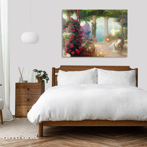 Quadro Stampa su Tela con Telaio in Legno Karl Maria Schuster - The Terrace, Capri