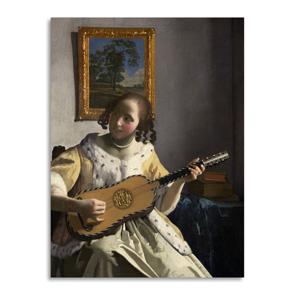Quadro Stampa su Tela con Telaio in Legno Johannes Vermeer - The Guitar Player