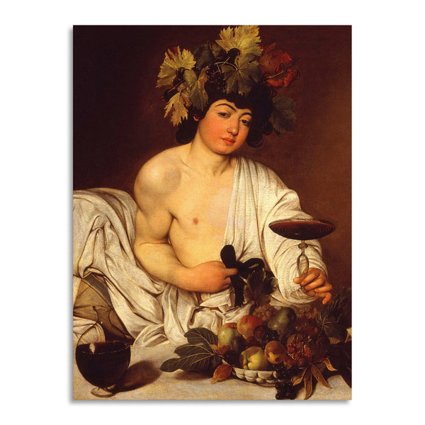 Quadro Stampa su Tela con Telaio in Legno Caravaggio - Bacco adolescente