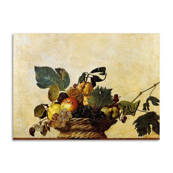 Quadro Stampa su Tela con Telaio in Legno Caravaggio - Canestra di frutta