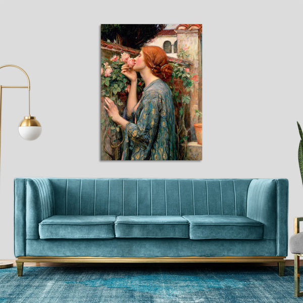 Quadro Stampa su Tela con Telaio in Legno John William Waterhouse - The Soul of the Rose