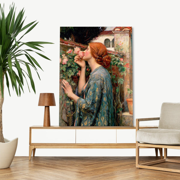 Quadro Stampa su Tela con Telaio in Legno John William Waterhouse - The Soul of the Rose