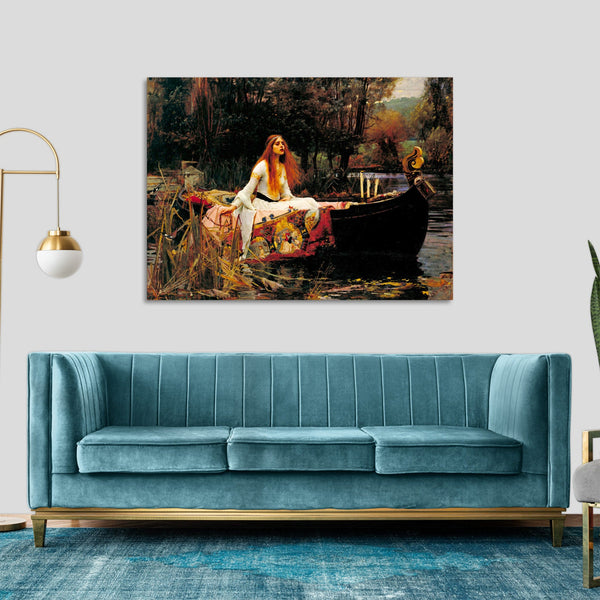 Quadro Stampa su Tela con Telaio in Legno John William Waterhouse - The Lady of Shalott
