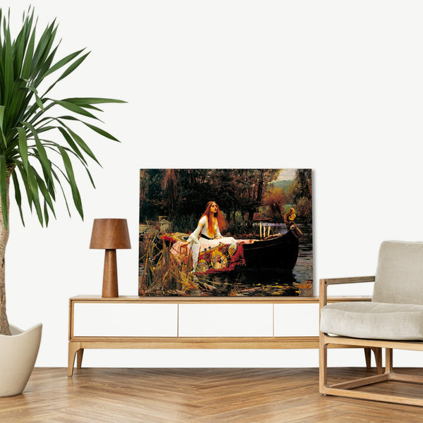 Quadro Stampa su Tela con Telaio in Legno John William Waterhouse - The Lady of Shalott
