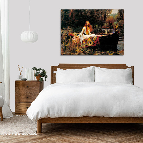 Quadro Stampa su Tela con Telaio in Legno John William Waterhouse - The Lady of Shalott