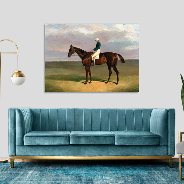 Quadro Stampa su Tela con Telaio in Legno John Frederick Herring - Margrave with James Robinson Up