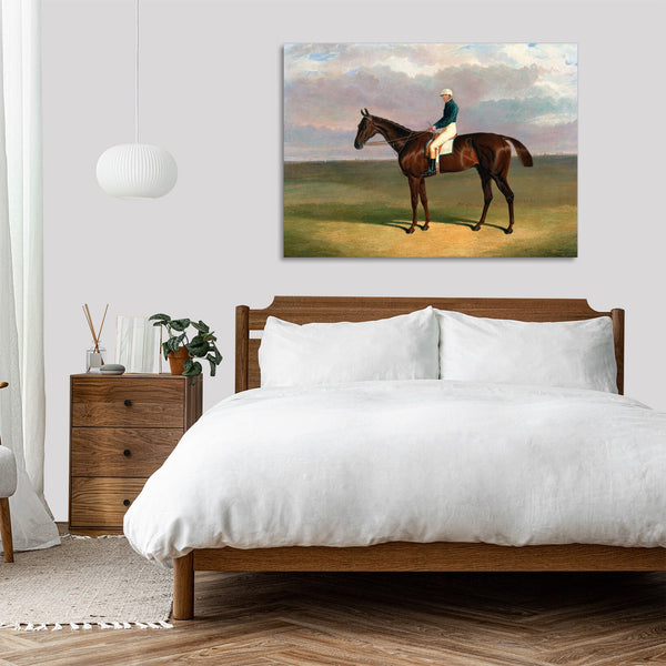 Quadro Stampa su Tela con Telaio in Legno John Frederick Herring - Margrave with James Robinson Up