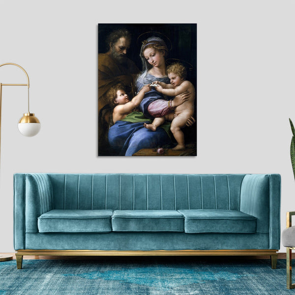 Quadro Stampa su Tela con Telaio in Legno Raffaello Sanzio - Madonna of the Rose
