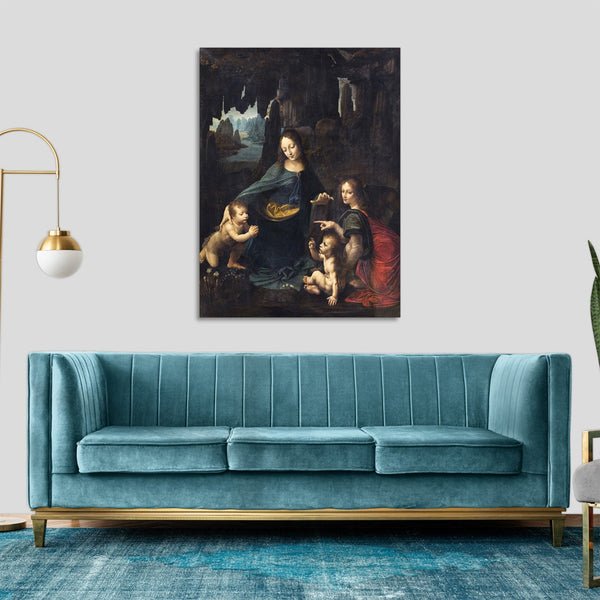 Quadro Stampa su Tela con Telaio in Legno Leonardo da Vinci - The Virgin of the Rocks