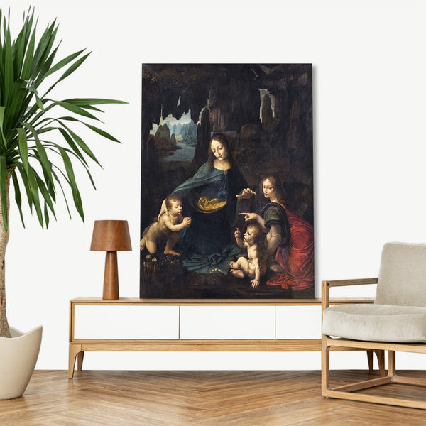 Quadro Stampa su Tela con Telaio in Legno Leonardo da Vinci - The Virgin of the Rocks