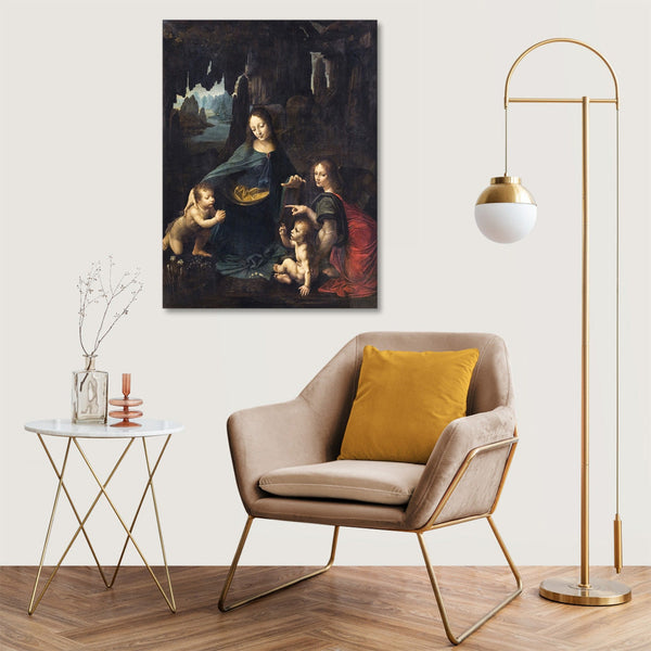 Quadro Stampa su Tela con Telaio in Legno Leonardo da Vinci - The Virgin of the Rocks