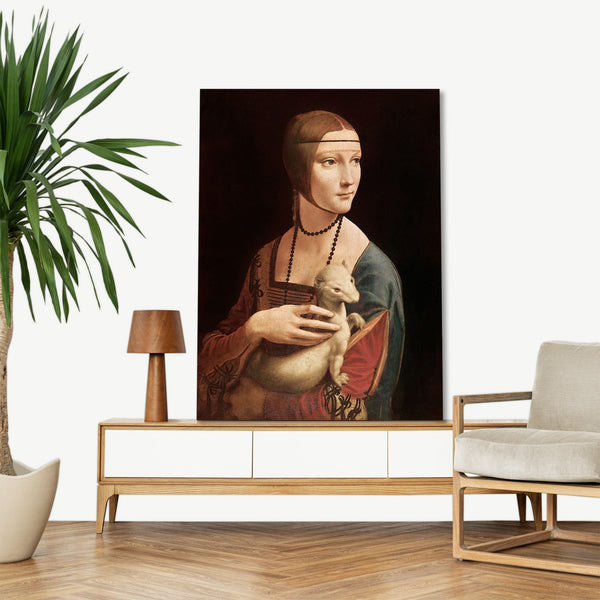 Quadro Stampa su Tela con Telaio in Legno Leonardo da Vinci - Lady with an Ermine