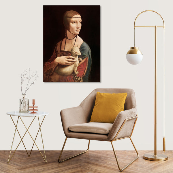 Quadro Stampa su Tela con Telaio in Legno Leonardo da Vinci - Lady with an Ermine
