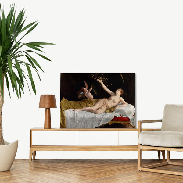 Quadro Stampa su Tela con Telaio in Legno Orazio Gentileschi - Danaë and the Shower of Gold