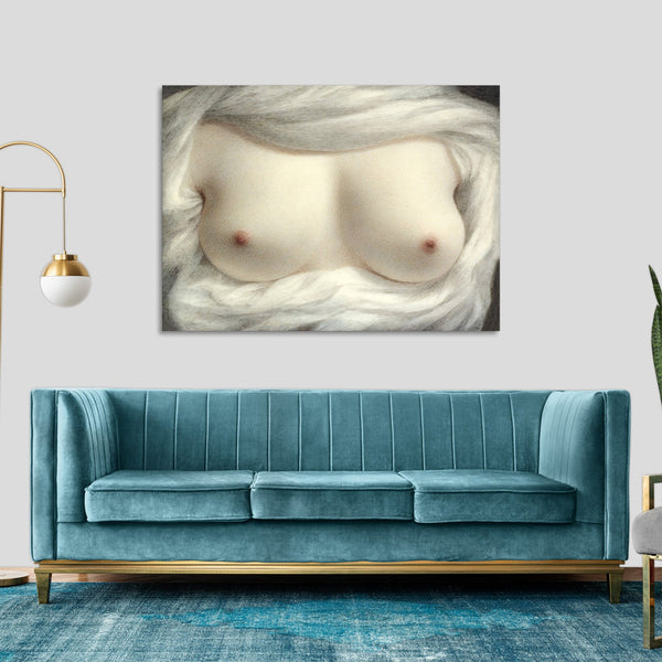 Quadro Stampa su Tela con Telaio in Legno Sarah Goodridge - Exposed female breasts