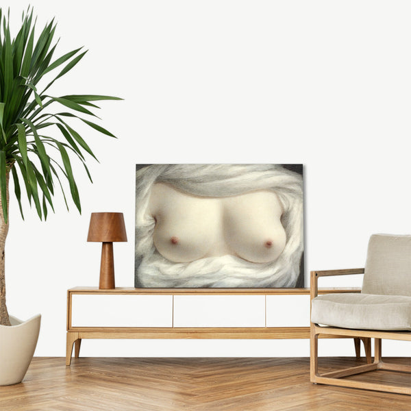 Quadro Stampa su Tela con Telaio in Legno Sarah Goodridge - Exposed female breasts