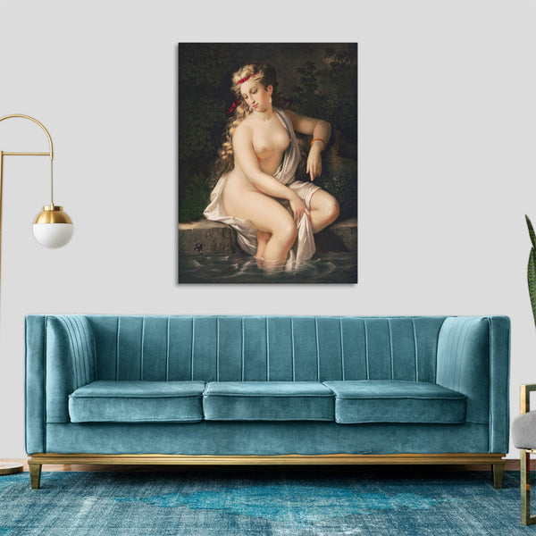 Quadro Stampa su Tela con Telaio in Legno Walter Scott - Sensual nude portrait, Lady of the lake illustrative of the poem