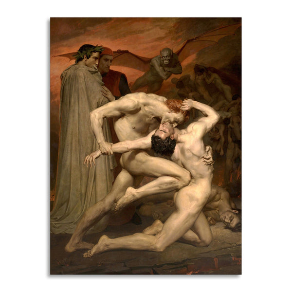 Quadro Stampa su Tela con Telaio in Legno William-Adolphe Bouguereau - Dante and Virgile
