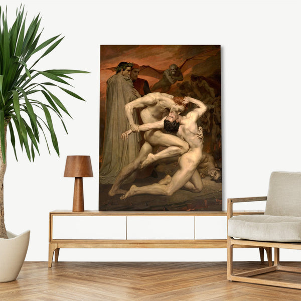 Quadro Stampa su Tela con Telaio in Legno William-Adolphe Bouguereau - Dante and Virgile